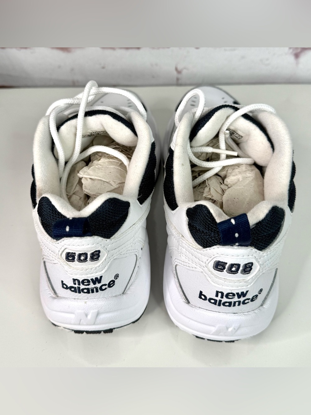 NEW BALANCE MX608 Men’s 12D NEW IN BOX Cross Training White Navy Leather Sneaker - Picture 12 of 14